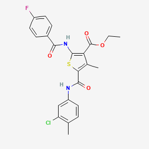 molecular formula C23H20ClFN2O4S B4705100 ETHYL 5-[(3-CHLORO-4-METHYLPHENYL)CARBAMOYL]-2-(4-FLUOROBENZAMIDO)-4-METHYLTHIOPHENE-3-CARBOXYLATE 