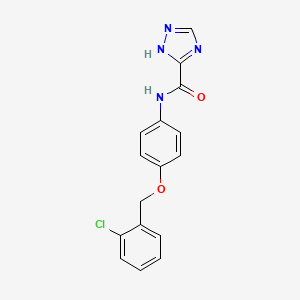 molecular formula C16H13ClN4O2 B4705138 N-[4-[(2-chlorophenyl)methoxy]phenyl]-1H-1,2,4-triazole-5-carboxamide 