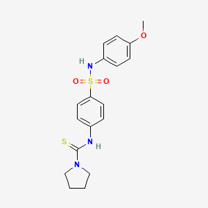 molecular formula C18H21N3O3S2 B4705169 N-(4-{[(4-methoxyphenyl)amino]sulfonyl}phenyl)-1-pyrrolidinecarbothioamide 