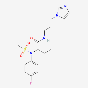 molecular formula C17H23FN4O3S B4705187 2-[(4-fluorophenyl)(methylsulfonyl)amino]-N-[3-(1H-imidazol-1-yl)propyl]butanamide 