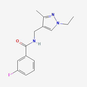 molecular formula C14H16IN3O B4705195 N~1~-[(1-ETHYL-3-METHYL-1H-PYRAZOL-4-YL)METHYL]-3-IODOBENZAMIDE 