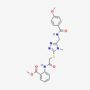 molecular formula C22H23N5O5S B4705234 methyl 2-[({[5-({[(4-methoxyphenyl)carbonyl]amino}methyl)-4-methyl-4H-1,2,4-triazol-3-yl]sulfanyl}acetyl)amino]benzoate 