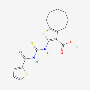 molecular formula C18H20N2O3S3 B4705360 methyl 2-({[(2-thienylcarbonyl)amino]carbonothioyl}amino)-4,5,6,7,8,9-hexahydrocycloocta[b]thiophene-3-carboxylate 