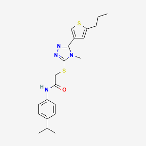 molecular formula C21H26N4OS2 B4705450 N-(4-ISOPROPYLPHENYL)-2-{[4-METHYL-5-(5-PROPYL-3-THIENYL)-4H-1,2,4-TRIAZOL-3-YL]SULFANYL}ACETAMIDE 