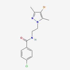 molecular formula C14H15BrClN3O B4705670 N-[2-(4-bromo-3,5-dimethyl-1H-pyrazol-1-yl)ethyl]-4-chlorobenzamide 