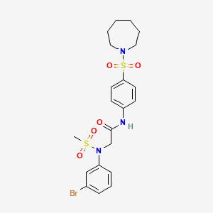 molecular formula C21H26BrN3O5S2 B4705908 N~1~-[4-(1-azepanylsulfonyl)phenyl]-N~2~-(3-bromophenyl)-N~2~-(methylsulfonyl)glycinamide 