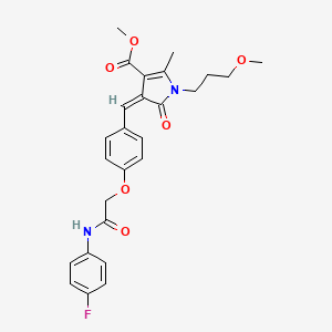 molecular formula C26H27FN2O6 B4705954 methyl (4Z)-4-(4-{2-[(4-fluorophenyl)amino]-2-oxoethoxy}benzylidene)-1-(3-methoxypropyl)-2-methyl-5-oxo-4,5-dihydro-1H-pyrrole-3-carboxylate 