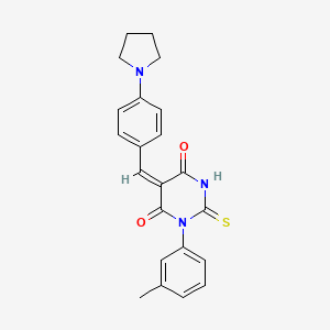 molecular formula C22H21N3O2S B4706015 (5E)-1-(3-methylphenyl)-5-[(4-pyrrolidin-1-ylphenyl)methylidene]-2-sulfanylidene-1,3-diazinane-4,6-dione 