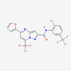 molecular formula C19H9Cl2F5N4O2 B4706045 N-[2-CHLORO-5-(TRIFLUOROMETHYL)PHENYL]-7-(CHLORODIFLUOROMETHYL)-5-(FURAN-2-YL)PYRAZOLO[1,5-A]PYRIMIDINE-2-CARBOXAMIDE 