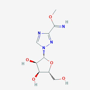 B047062 methyl 1-[(2R,3R,4S,5R)-3,4-dihydroxy-5-(hydroxymethyl)oxolan-2-yl]-1,2,4-triazole-3-carboximidate CAS No. 120362-25-6