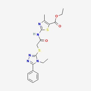molecular formula C19H21N5O3S2 B4706214 ETHYL 2-({2-[(4-ETHYL-5-PHENYL-4H-1,2,4-TRIAZOL-3-YL)SULFANYL]ACETYL}AMINO)-4-METHYL-1,3-THIAZOLE-5-CARBOXYLATE 