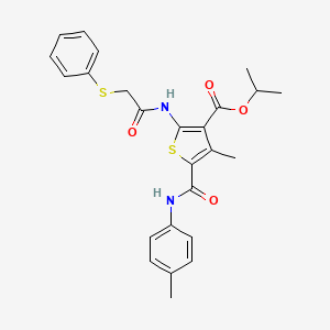 molecular formula C25H26N2O4S2 B4706256 isopropyl 4-methyl-5-{[(4-methylphenyl)amino]carbonyl}-2-{[(phenylthio)acetyl]amino}-3-thiophenecarboxylate 