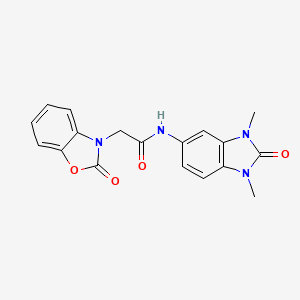 molecular formula C18H16N4O4 B4706442 N-(1,3-dimethyl-2-oxo-2,3-dihydro-1H-benzimidazol-5-yl)-2-(2-oxo-1,3-benzoxazol-3(2H)-yl)acetamide 