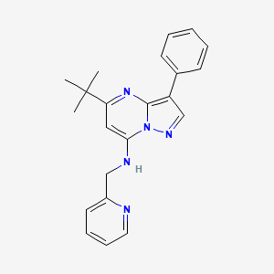 molecular formula C22H23N5 B4706499 5-tert-butyl-3-phenyl-N-[(pyridin-2-yl)methyl]pyrazolo[1,5-a]pyrimidin-7-amine 
