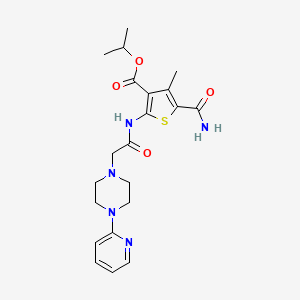 molecular formula C21H27N5O4S B4706626 isopropyl 5-(aminocarbonyl)-4-methyl-2-({[4-(2-pyridinyl)-1-piperazinyl]acetyl}amino)-3-thiophenecarboxylate 