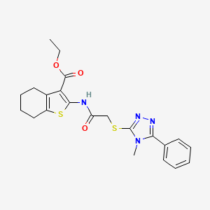 molecular formula C22H24N4O3S2 B4706658 ethyl 2-({[(4-methyl-5-phenyl-4H-1,2,4-triazol-3-yl)thio]acetyl}amino)-4,5,6,7-tetrahydro-1-benzothiophene-3-carboxylate 