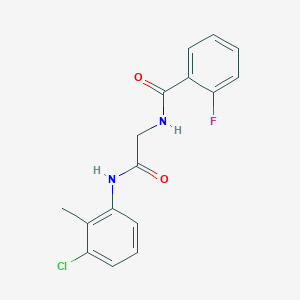 molecular formula C16H14ClFN2O2 B4706704 N-{2-[(3-chloro-2-methylphenyl)amino]-2-oxoethyl}-2-fluorobenzamide 