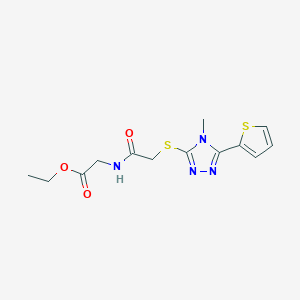 molecular formula C13H16N4O3S2 B4706731 ethyl N-({[4-methyl-5-(2-thienyl)-4H-1,2,4-triazol-3-yl]thio}acetyl)glycinate 