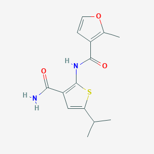 molecular formula C14H16N2O3S B4706737 N-[3-carbamoyl-5-(propan-2-yl)thiophen-2-yl]-2-methylfuran-3-carboxamide 