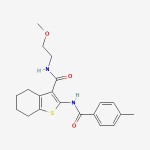 molecular formula C20H24N2O3S B4706742 N-(2-methoxyethyl)-2-[(4-methylbenzoyl)amino]-4,5,6,7-tetrahydro-1-benzothiophene-3-carboxamide 