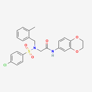 molecular formula C24H23ClN2O5S B4706754 N~2~-[(4-chlorophenyl)sulfonyl]-N~1~-(2,3-dihydro-1,4-benzodioxin-6-yl)-N~2~-(2-methylbenzyl)glycinamide 