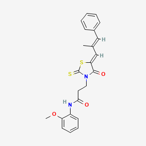 molecular formula C23H22N2O3S2 B4706774 N-(2-METHOXYPHENYL)-3-[(5Z)-5-[(2E)-2-METHYL-3-PHENYLPROP-2-EN-1-YLIDENE]-4-OXO-2-SULFANYLIDENE-1,3-THIAZOLIDIN-3-YL]PROPANAMIDE 