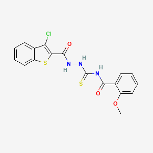 molecular formula C18H14ClN3O3S2 B4706795 N-({2-[(3-chloro-1-benzothien-2-yl)carbonyl]hydrazino}carbonothioyl)-2-methoxybenzamide 