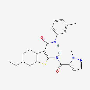 molecular formula C23H26N4O2S B4706811 N-{6-ethyl-3-[(3-methylphenyl)carbamoyl]-4,5,6,7-tetrahydro-1-benzothiophen-2-yl}-1-methyl-1H-pyrazole-5-carboxamide 
