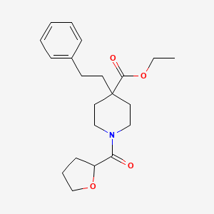 molecular formula C21H29NO4 B4706816 ethyl 4-(2-phenylethyl)-1-(tetrahydro-2-furanylcarbonyl)-4-piperidinecarboxylate 