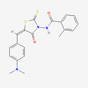 molecular formula C20H19N3O2S2 B4706893 N-{5-[4-(dimethylamino)benzylidene]-4-oxo-2-thioxo-1,3-thiazolidin-3-yl}-2-methylbenzamide 