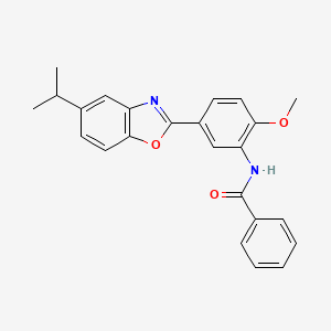 molecular formula C24H22N2O3 B4706904 N-{2-methoxy-5-[5-(propan-2-yl)-1,3-benzoxazol-2-yl]phenyl}benzamide 
