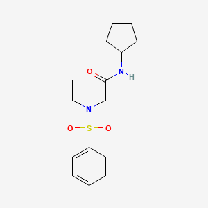 molecular formula C15H22N2O3S B4706972 N-cyclopentyl-N~2~-ethyl-N~2~-(phenylsulfonyl)glycinamide 