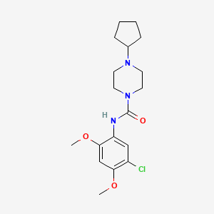 molecular formula C18H26ClN3O3 B4707009 N-(5-chloro-2,4-dimethoxyphenyl)-4-cyclopentyl-1-piperazinecarboxamide 
