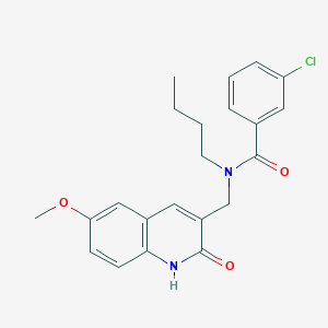 molecular formula C22H23ClN2O3 B4707090 N-butyl-3-chloro-N-[(2-hydroxy-6-methoxyquinolin-3-yl)methyl]benzamide 