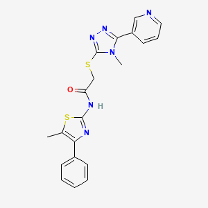 molecular formula C20H18N6OS2 B4707223 N-(5-methyl-4-phenyl-1,3-thiazol-2-yl)-2-{[4-methyl-5-(pyridin-3-yl)-4H-1,2,4-triazol-3-yl]sulfanyl}acetamide 