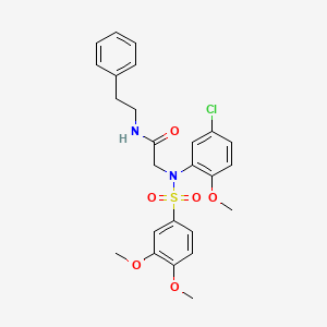 molecular formula C25H27ClN2O6S B4707262 N~2~-(5-chloro-2-methoxyphenyl)-N~2~-[(3,4-dimethoxyphenyl)sulfonyl]-N~1~-(2-phenylethyl)glycinamide 