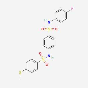 molecular formula C19H17FN2O4S3 B4707315 N-(4-{[(4-fluorophenyl)amino]sulfonyl}phenyl)-4-(methylthio)benzenesulfonamide 