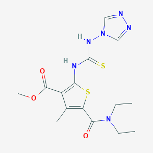 molecular formula C15H20N6O3S2 B4707374 methyl 5-[(diethylamino)carbonyl]-4-methyl-2-{[(4H-1,2,4-triazol-4-ylamino)carbonothioyl]amino}-3-thiophenecarboxylate 