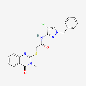 molecular formula C21H18ClN5O2S B4707583 N-(1-BENZYL-4-CHLORO-1H-PYRAZOL-3-YL)-2-[(3-METHYL-4-OXO-3,4-DIHYDRO-2-QUINAZOLINYL)SULFANYL]ACETAMIDE 
