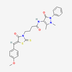 molecular formula C26H26N4O4S2 B4707645 N-(1,5-dimethyl-3-oxo-2-phenyl-2,3-dihydro-1H-pyrazol-4-yl)-4-[(5Z)-5-(4-methoxybenzylidene)-4-oxo-2-thioxo-1,3-thiazolidin-3-yl]butanamide 