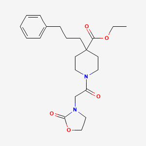 molecular formula C22H30N2O5 B4707663 ethyl 1-[(2-oxo-1,3-oxazolidin-3-yl)acetyl]-4-(3-phenylpropyl)-4-piperidinecarboxylate 