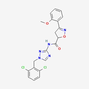 molecular formula C20H17Cl2N5O3 B4707757 N-[1-(2,6-dichlorobenzyl)-1H-1,2,4-triazol-3-yl]-3-(2-methoxyphenyl)-4,5-dihydro-5-isoxazolecarboxamide 