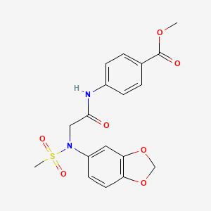 molecular formula C18H18N2O7S B4707767 methyl 4-{[N-1,3-benzodioxol-5-yl-N-(methylsulfonyl)glycyl]amino}benzoate 