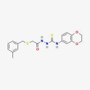 molecular formula C19H21N3O3S2 B4707855 N-(2,3-dihydro-1,4-benzodioxin-6-yl)-2-{[(3-methylbenzyl)thio]acetyl}hydrazinecarbothioamide 