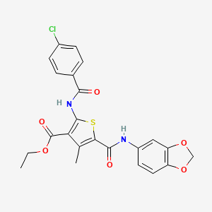 molecular formula C23H19ClN2O6S B4707873 ETHYL 5-[(2H-1,3-BENZODIOXOL-5-YL)CARBAMOYL]-2-(4-CHLOROBENZAMIDO)-4-METHYLTHIOPHENE-3-CARBOXYLATE 