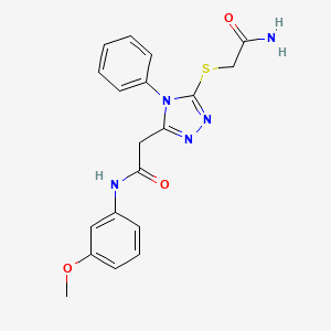 molecular formula C19H19N5O3S B4707993 2-{5-[(2-amino-2-oxoethyl)sulfanyl]-4-phenyl-4H-1,2,4-triazol-3-yl}-N-(3-methoxyphenyl)acetamide 