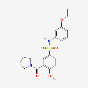 molecular formula C20H24N2O5S B4707995 N-(3-ethoxyphenyl)-4-methoxy-3-(1-pyrrolidinylcarbonyl)benzenesulfonamide 