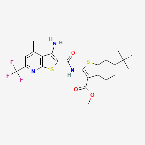 molecular formula C24H26F3N3O3S2 B4708079 METHYL 2-({[3-AMINO-4-METHYL-6-(TRIFLUOROMETHYL)THIENO[2,3-B]PYRIDIN-2-YL]CARBONYL}AMINO)-6-(TERT-BUTYL)-4,5,6,7-TETRAHYDRO-1-BENZOTHIOPHENE-3-CARBOXYLATE 