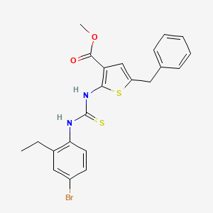 molecular formula C22H21BrN2O2S2 B4708101 methyl 5-benzyl-2-({[(4-bromo-2-ethylphenyl)amino]carbonothioyl}amino)-3-thiophenecarboxylate 