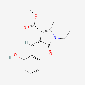 molecular formula C16H17NO4 B4708313 METHYL (4Z)-1-ETHYL-4-[(2-HYDROXYPHENYL)METHYLIDENE]-2-METHYL-5-OXO-4,5-DIHYDRO-1H-PYRROLE-3-CARBOXYLATE 